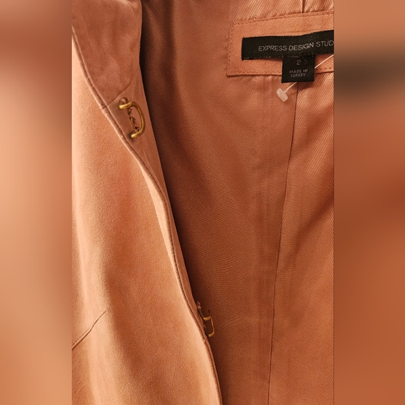 Express Design Studio Genuine Suede Leather 3/4 Sleeve Coat. PINK Size 2. - Picture 6 of 9
